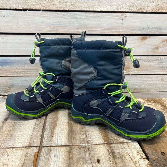 KEEN Winterport II Waterproof Kids Snow Boots Blue Green Insulated US 12 - Picture 4 of 8